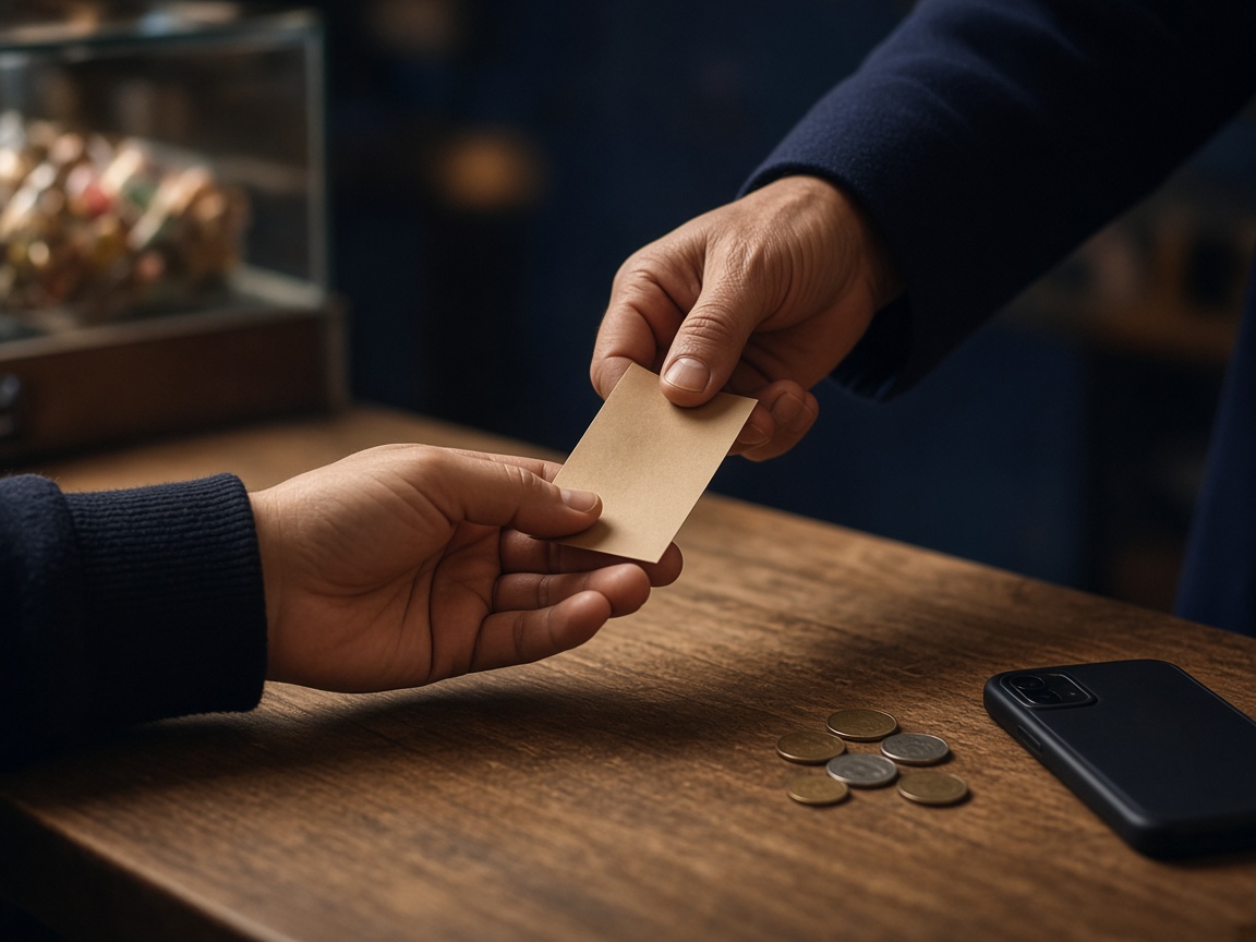 A receipt passed across the counter